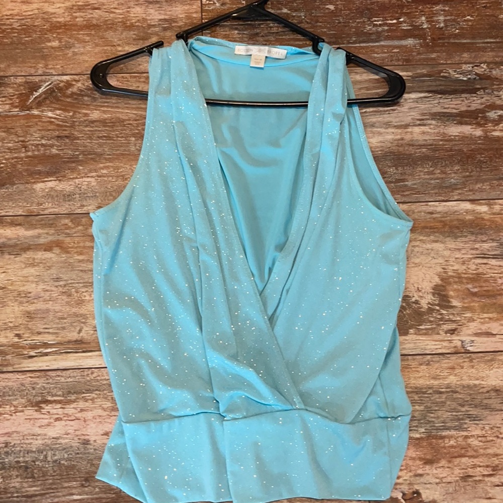 Boston Proper top in sparkly blue